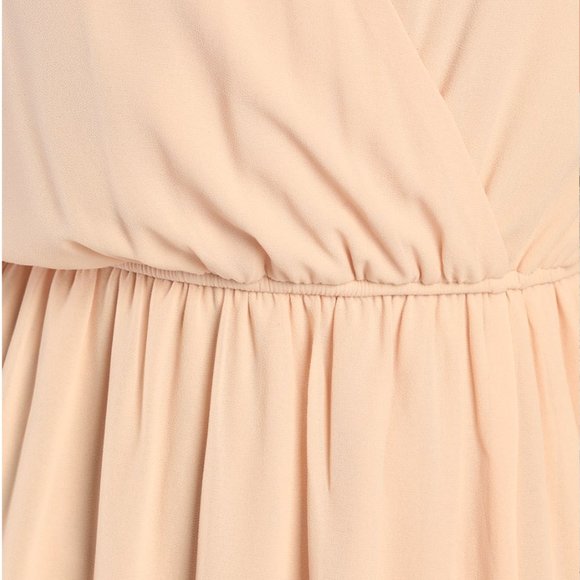 NWT LULU'S Wondrous Water Lilies Blush Pink Long SleeveMaxi Dress With Leg Slit - Picture 9 of 9